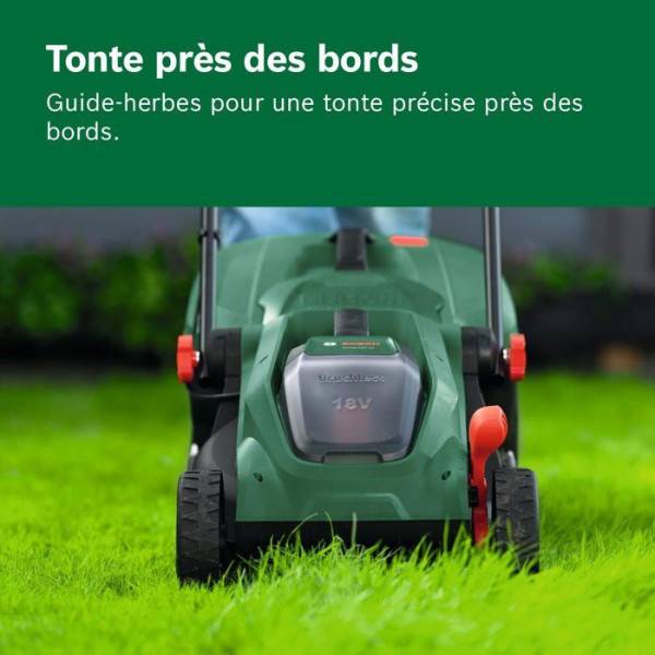 Bosch - Tondeuse sans fil BOSCH - ROTAK18V-32 - Largeur de coupe: 32 cm - Sac 35 L, accessoire de Mulching, batterie et Chargeur - Image 4