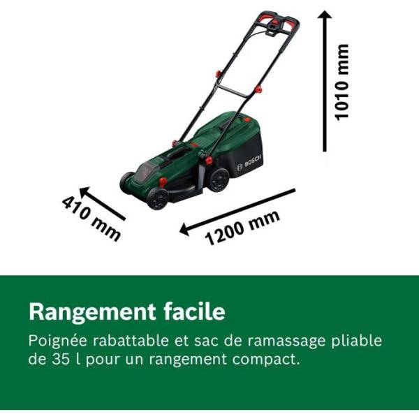 Bosch - Tondeuse sans fil BOSCH - ROTAK18V-32 - Largeur de coupe: 32 cm - Sac 35 L, accessoire de Mulching, batterie et Chargeur - Image 5