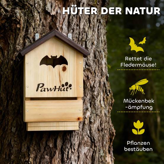 Nichoir à chauves-souris lot de 3 bois de sapin naturel 21.5 x 11.5 x 34 cm - PANGIVO - Image 7