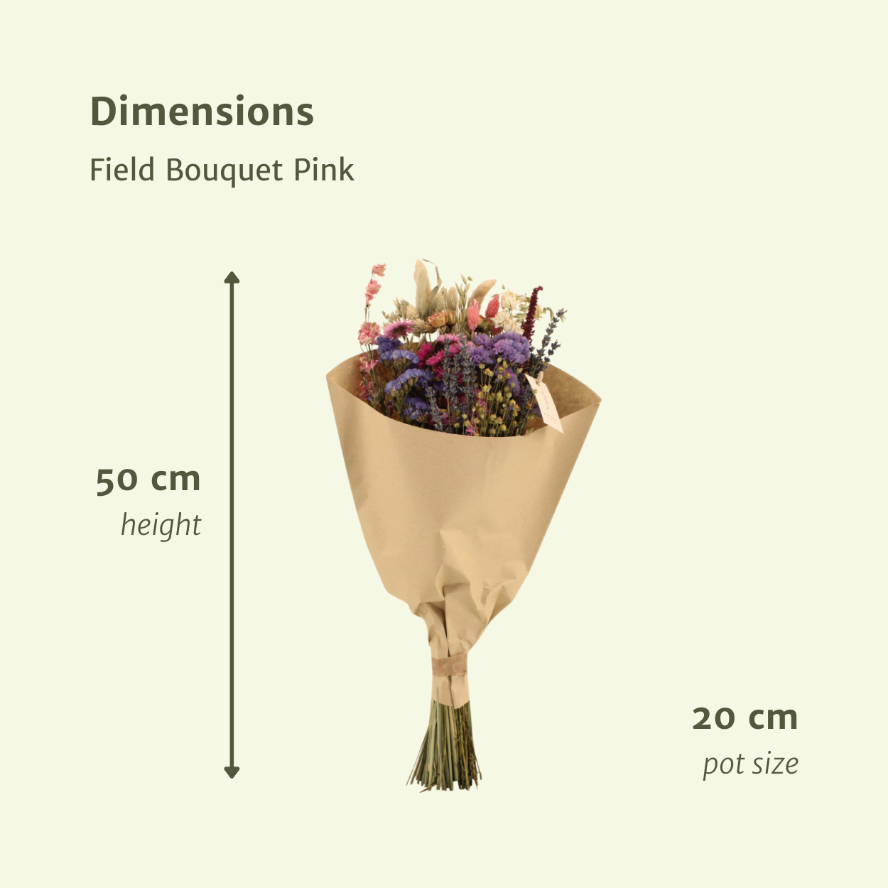 Bouquet de fleurs séchées des champs rose - Ø20cm - ↕50cm - Image 2