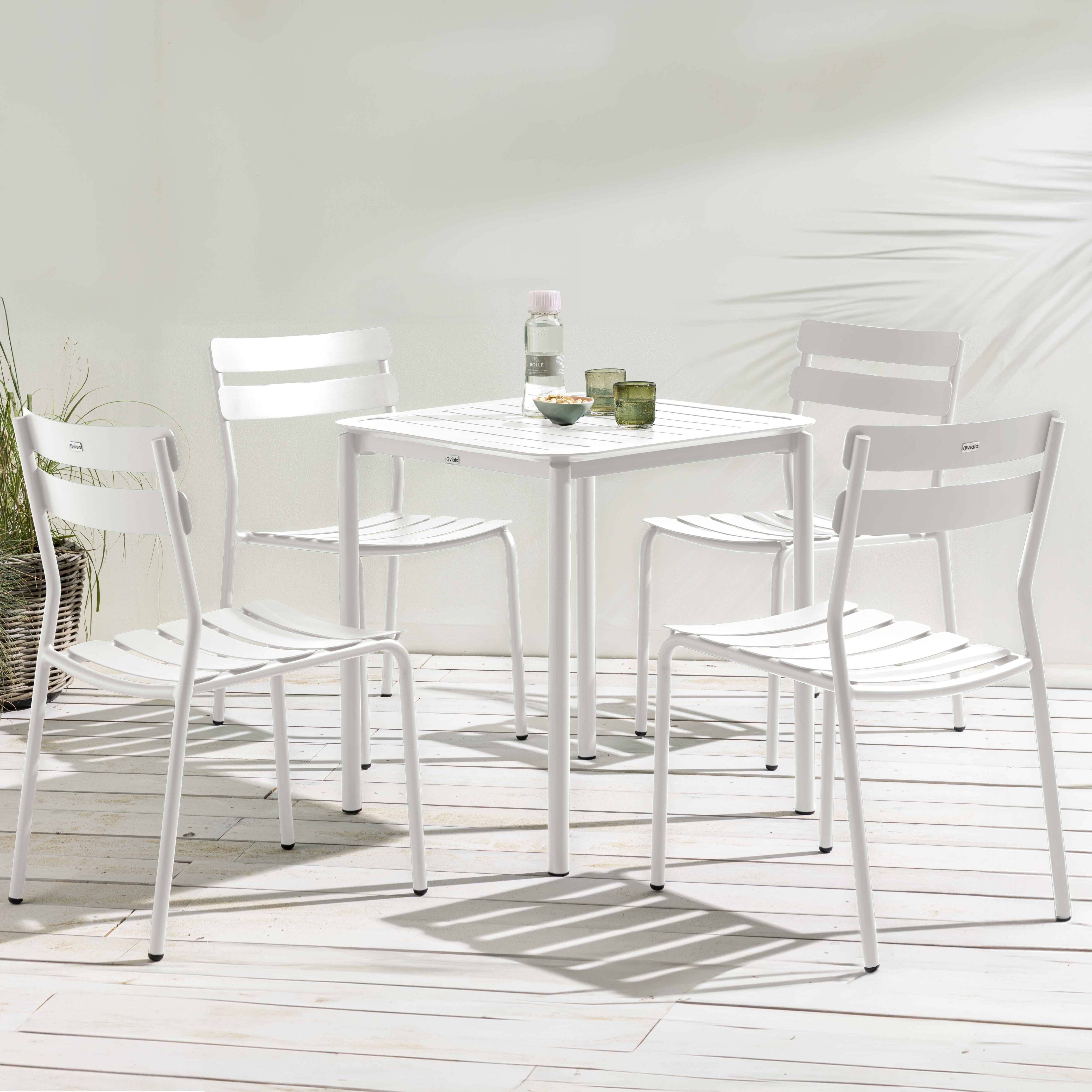 Oviala - Ensemble table de terrasse 70cm et 4 chaises blanc Almada - Oviala - Image 2