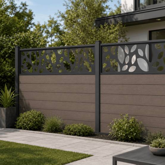 PANNEAU ALU DECOR FEUILLES L 176cm / l 42,8cm pour clôture LARKO - Coloris - Gris anthracite RAL 7016, Largeur - 42,8cm, Longueur - 176cm - Image 5