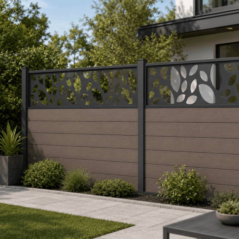 PANNEAU ALU DECOR FEUILLES L 176cm / l 42,8cm pour clôture LARKO - Coloris - Gris anthracite RAL 7016, Largeur - 42,8cm, Longueur - 176cm - Image 5