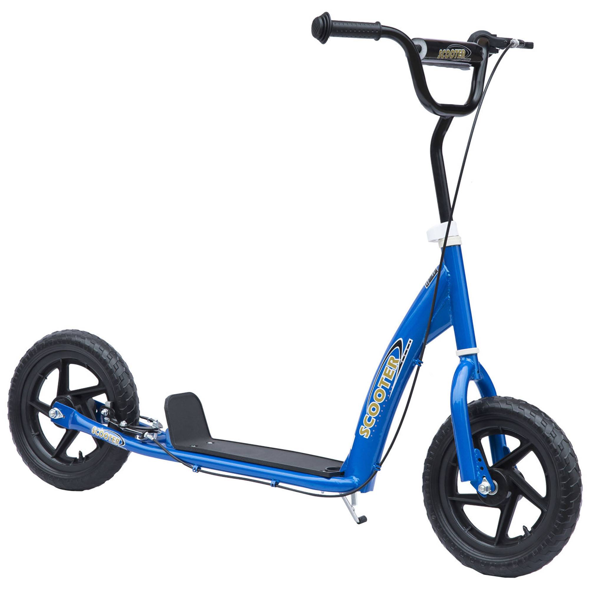Trottinette enfant patinette pneus 30 cm Hauteur Guidon réglable poignée Frein et béquille Acier pour enfants à partir de 5 ans Bleu - Image 2