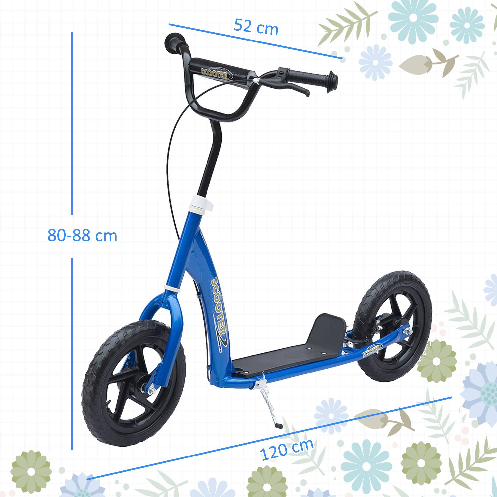 Trottinette enfant patinette pneus 30 cm Hauteur Guidon réglable poignée Frein et béquille Acier pour enfants à partir de 5 ans Bleu - Image 5
