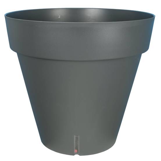 Riviera - Pot de fleurs à réserve d'eau Hydrosystem Loft Rond D24,5cm - H22,5cm - 6L - Gris - Fabrication Française - Image 1