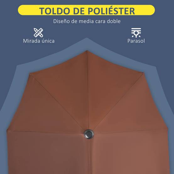 Demi-Parasol Mural Acier avec Manivelle pour Balcon Terrasse 200x190 cm Café - ComfortXL Outdoor Living - Image 9