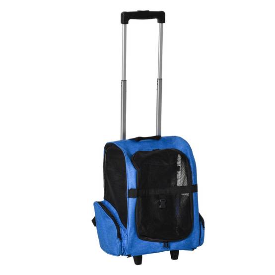 Sac à dos chariot Oxford aluminium voyage animaux roulettes télescopique 42x25x55cm bleu - ComfortXL Outdoor Living - Image 1