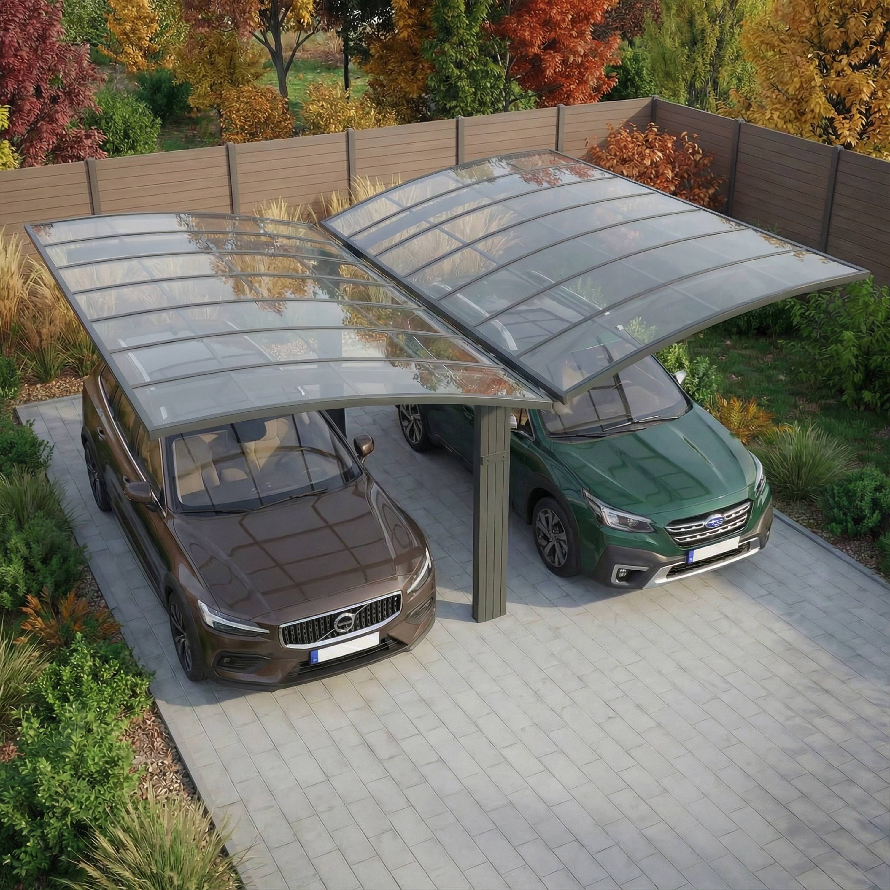 Carport Aluminium Autoportant BOLTON - 500 x 600 - 2 Voiture - Toiture en Polycarbonate Traite Anti-UV - Image 3