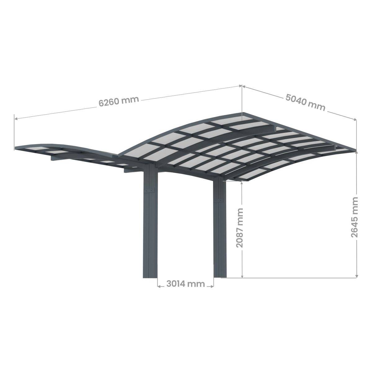 Direct Abris - Carport Aluminium Autoportant BOLTON - 500 x 600 - 2 Voiture - Toiture en Polycarbonate Traite Anti-UV - Image 6