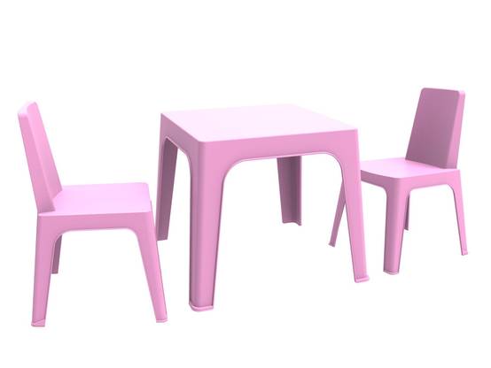 Set 2+1 chaises-table pour enfants intérieur, extérieur rose sombre JULIETA garbar - Image 1