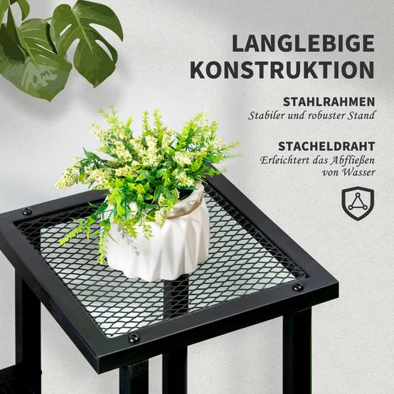 Étagère pour plantes Fer Balcon Terrasse Présentoir 4 Niveaux 91x25x83cm Noir - ComfortXL Outdoor Living - Image 8