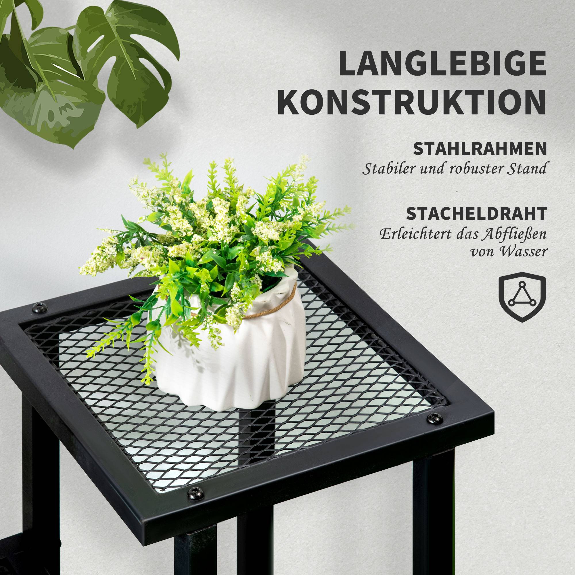 Étagère pour plantes Fer Balcon Terrasse Présentoir 4 Niveaux 91x25x83cm Noir - ComfortXL Outdoor Living - Image 8