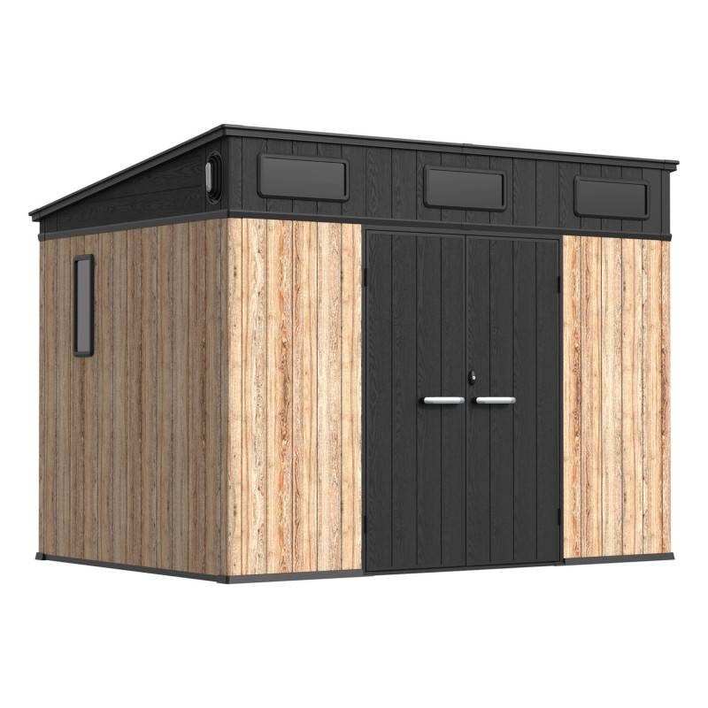 Abri de jardin en résine 6,03 m² aspect bois avec plancher Jôbu Woodizy - Image 4