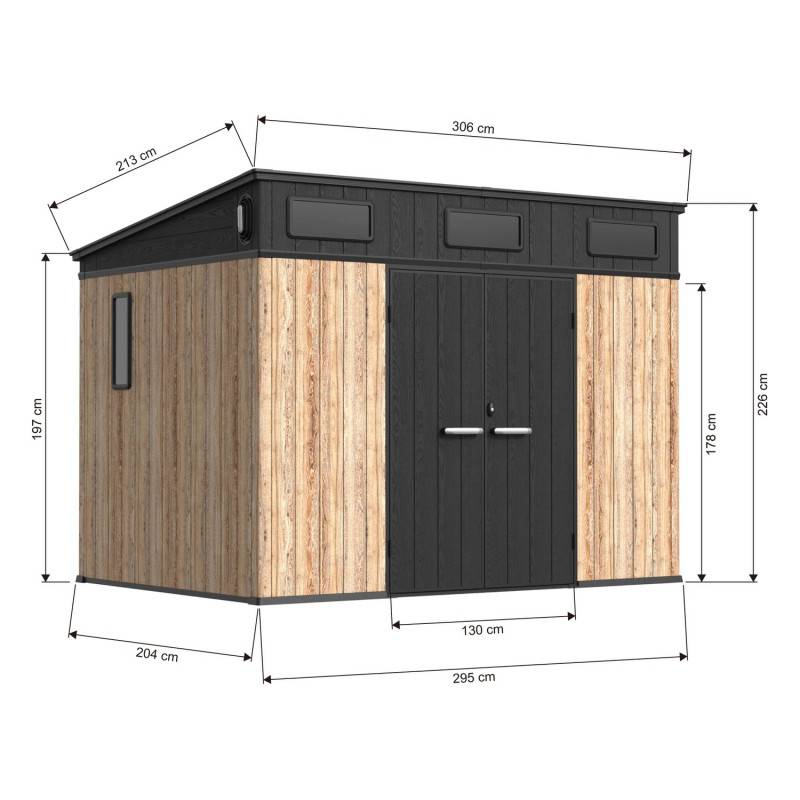 Abri de jardin en résine 6,03 m² aspect bois avec plancher Jôbu Woodizy - Image 6