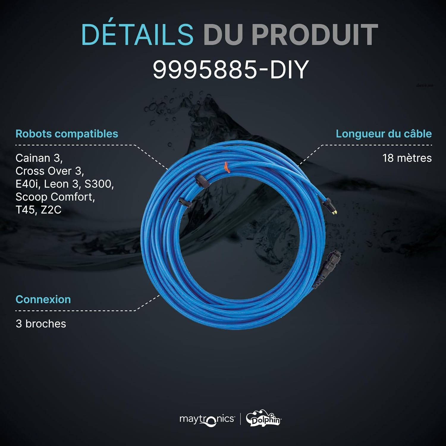 Dolphin - Cable d'alimentation 17m pour robot dolphin s300 et équivalent voir liste 9995885-DIY Dolphin - Image 3