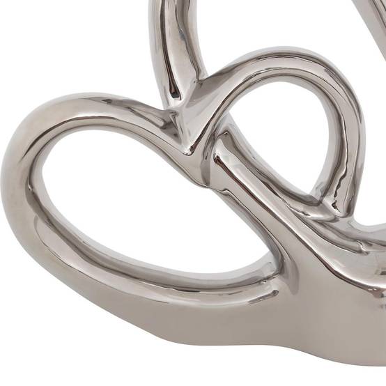 Double Cœur Déco en Dolomite "Safina" 21cm Argent - Image 2