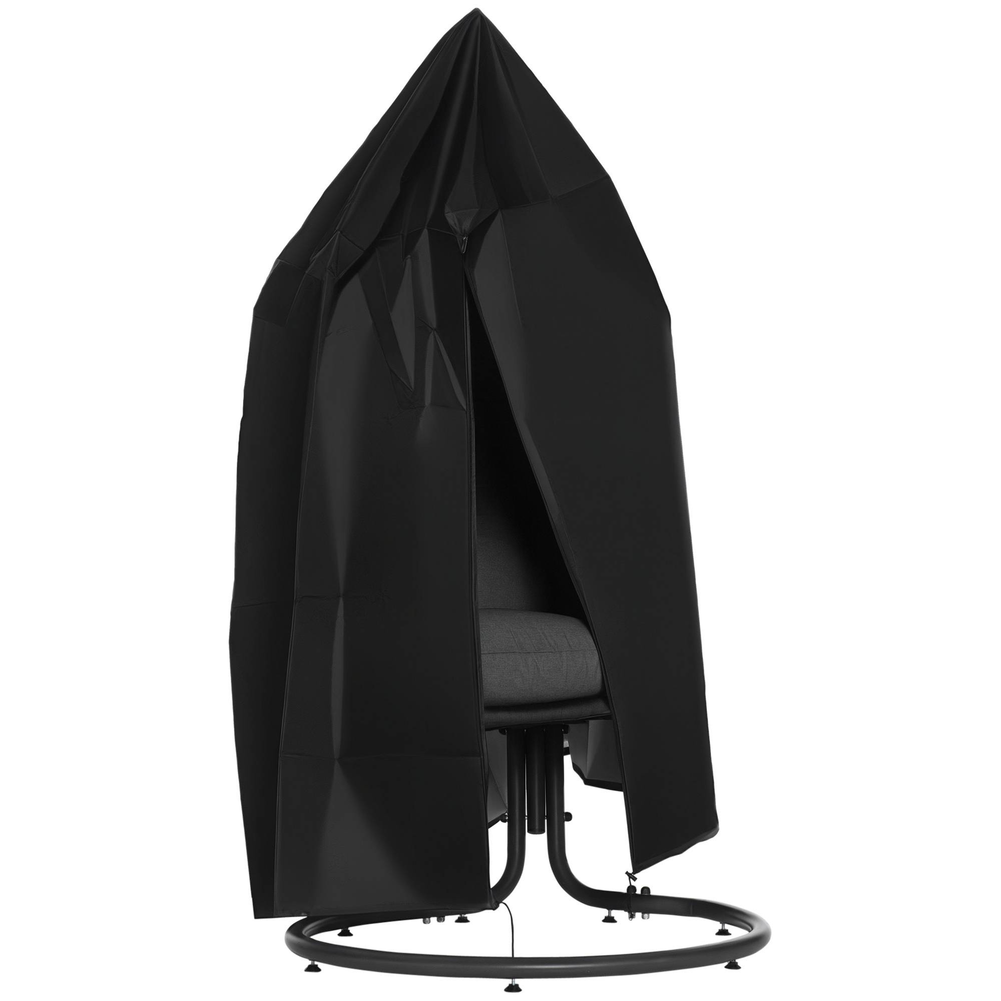 Housse de protection tissu Oxford pour fauteuil suspendu œuf imperméable noir 115x190 cm - ComfortXL Outdoor Living - Image 1
