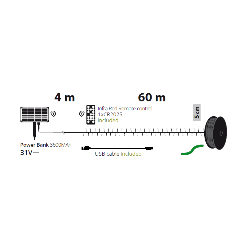 Lotti - Guirlande lumineuse solaire 60M 1200 MiniLED blanc chaud câble vert SMART Connect  Lotti - Image 3