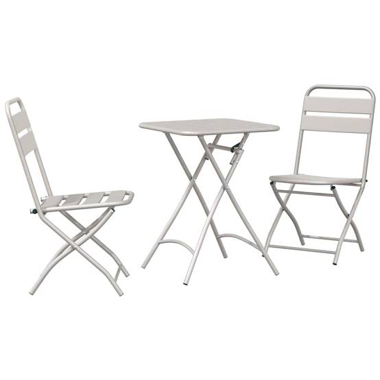 Ensemble table et chaises de jardin pliantes en Acier pour balcon 2 places Beige – ComfortXL Outdoor Living - Image 2