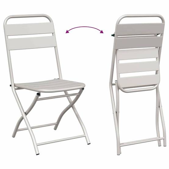 Ensemble table et chaises de jardin pliantes en Acier pour balcon 2 places Beige – ComfortXL Outdoor Living - Image 9