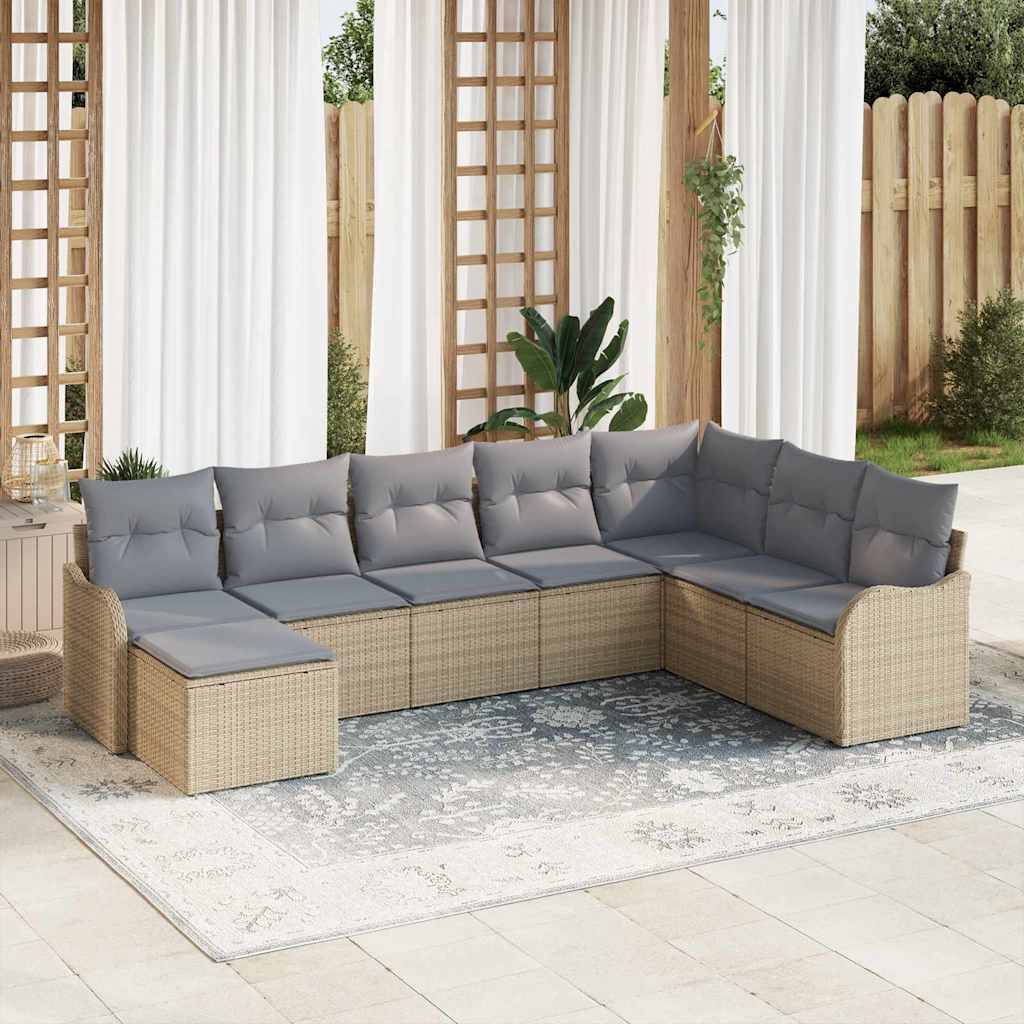 ComfortXL - Grand Salon de Jardin 8 Places en Polyrotin Modulable avec Coussins Confortables Beige – ComfortXL Outdoor Living - Image 1