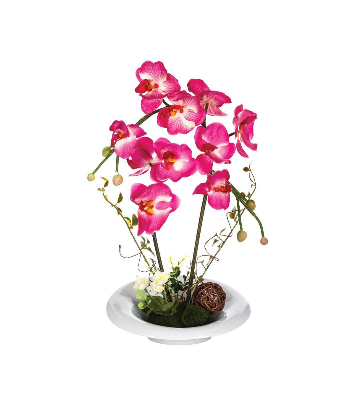 Composition florale d'Orchidées artificielles Vase en Céramique H 40 cm - Image 1