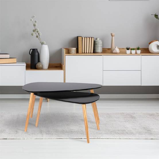 The Home Deco Factory - Lot de 2 Tables Gigognes "Forme Galet" 80cm Noir - Image 4