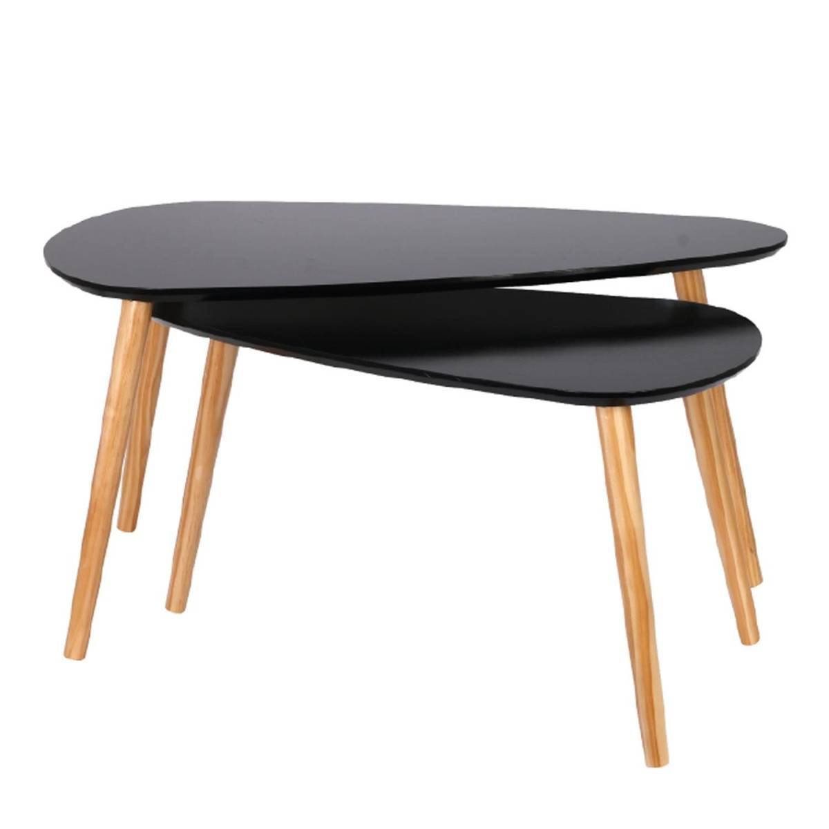 The Home Deco Factory - Lot de 2 Tables Gigognes "Forme Galet" 80cm Noir - Image 1