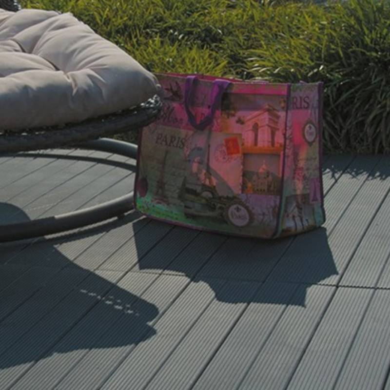 Lame de terrasse clipsable autoportante (finition striée) - Gris anthracite 116 x 14 cm - Jardinex - Image 5