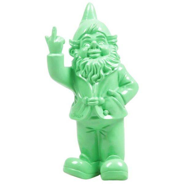 Stoobz - Nain de jardin en résine doigt d'honneur 7 x 8 x 20 cm Vert Stoobz - Image 1