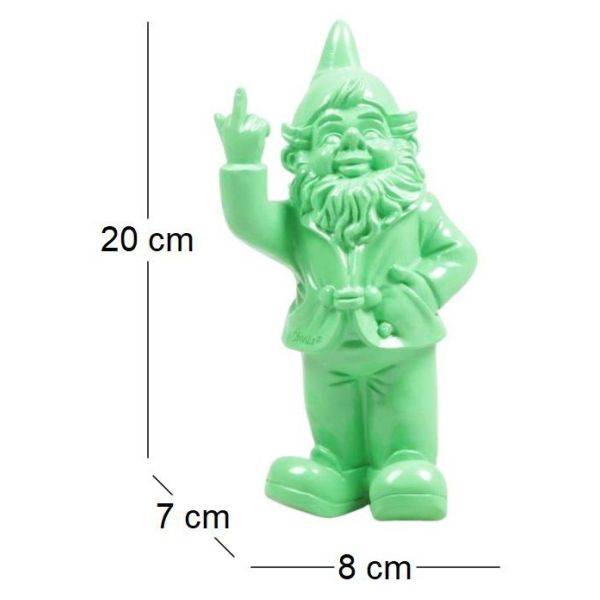 Stoobz - Nain de jardin en résine doigt d'honneur 7 x 8 x 20 cm Vert Stoobz - Image 3