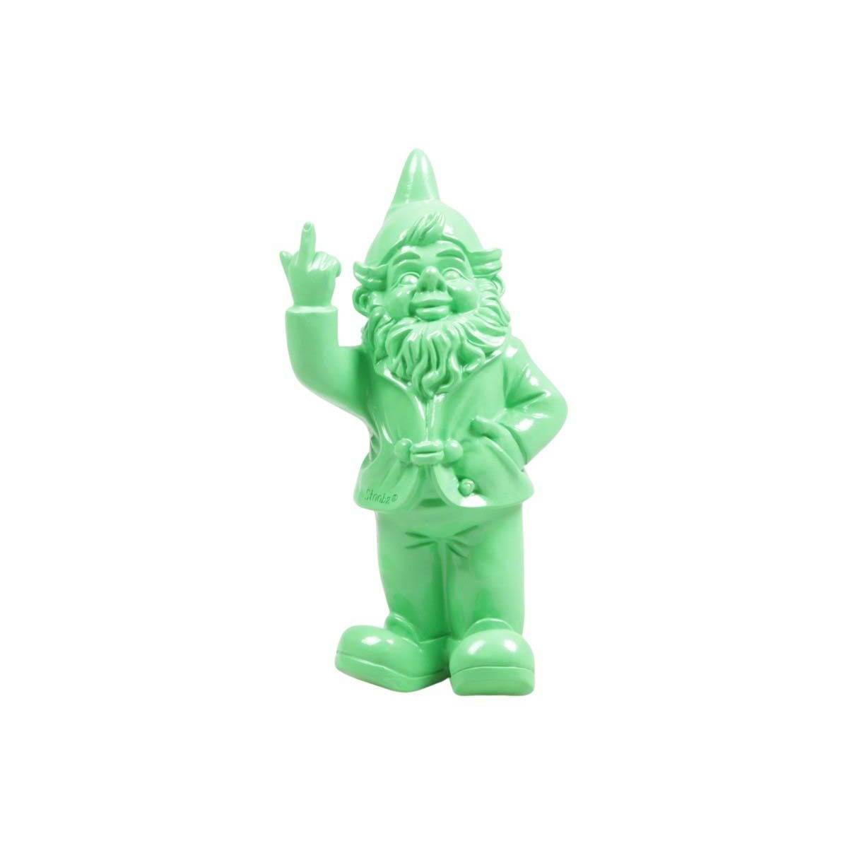 Stoobz - Nain de jardin en résine doigt d'honneur 7 x 8 x 20 cm Vert