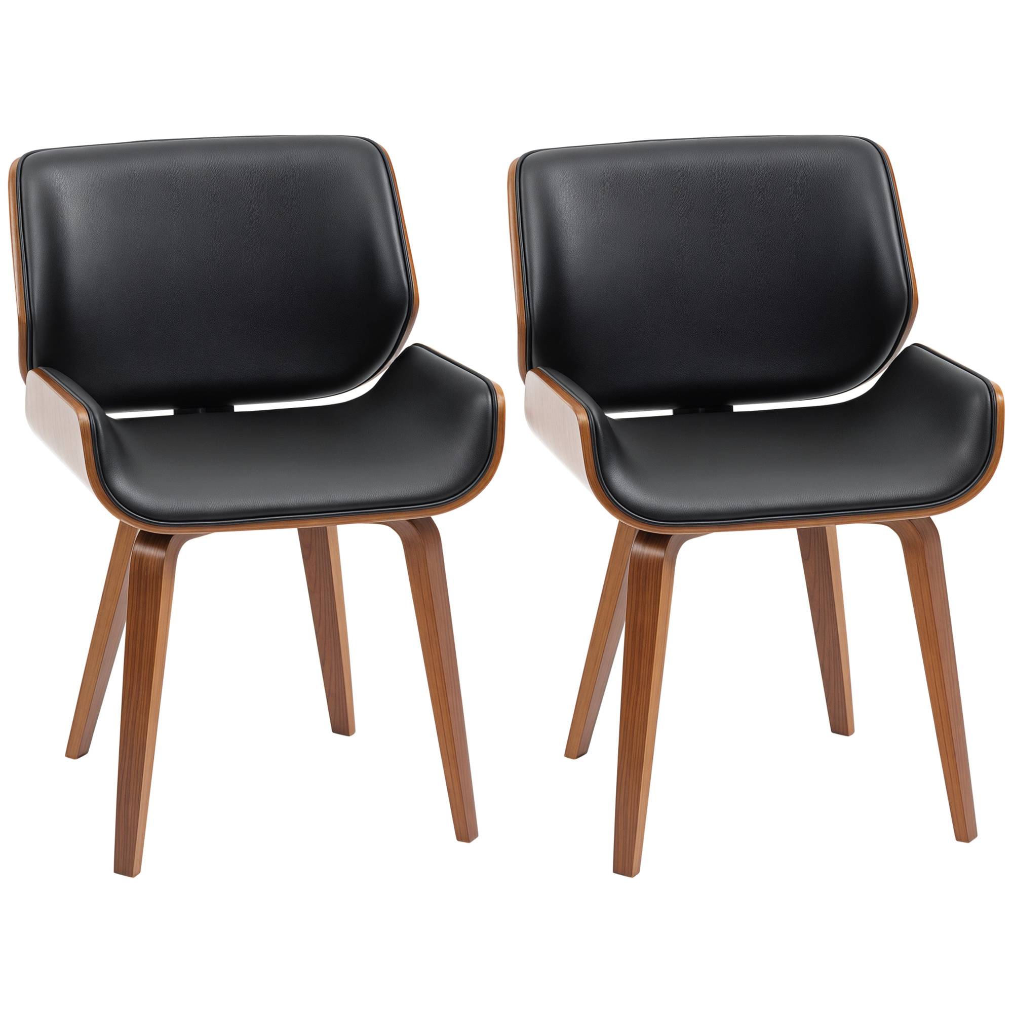 Lot de 2 chaises de salle à manger style vintage assise revêtement synthétique 53l x 54P x 81H cm noir marron - Image 1