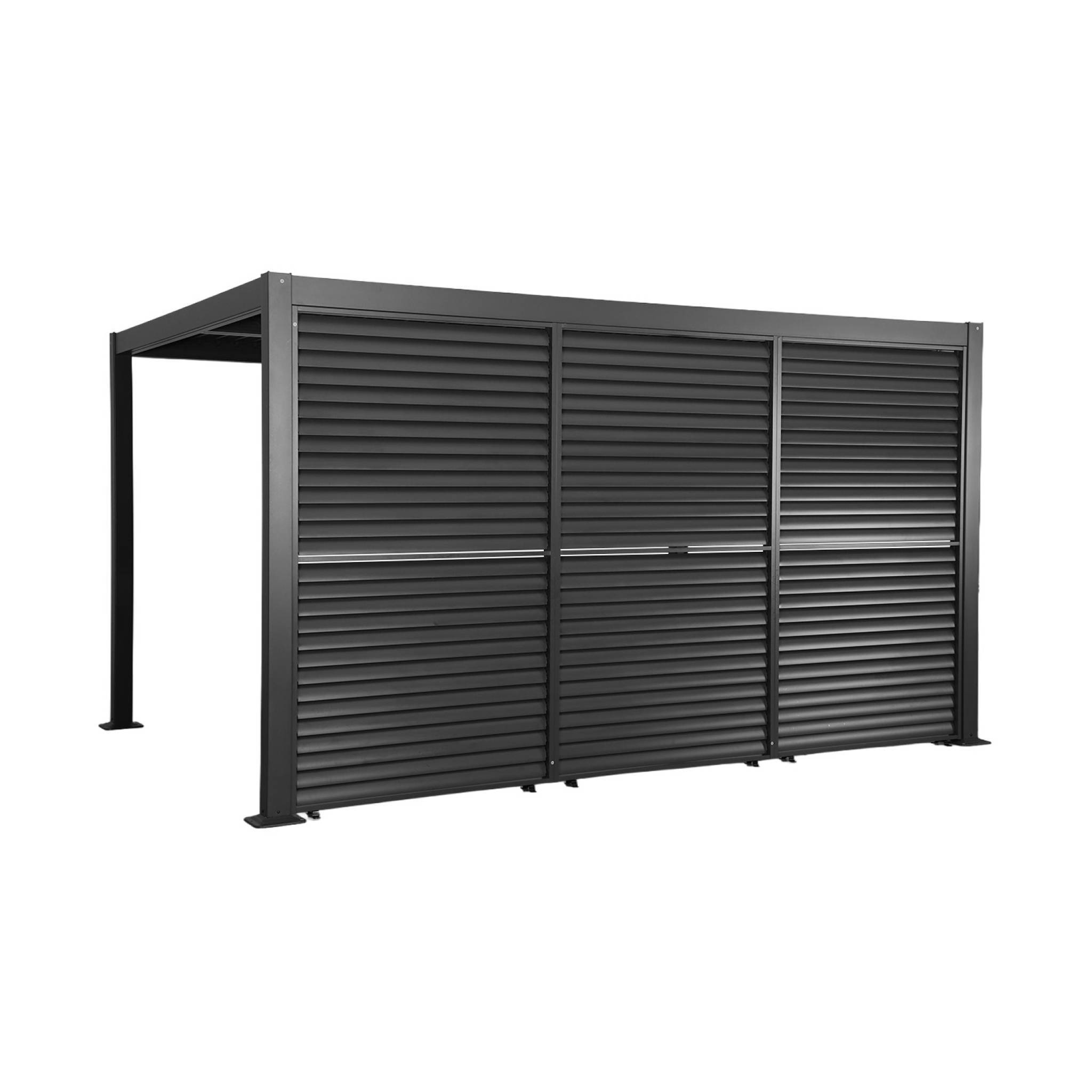 Pergola bioclimatique aluminium et acier 4x3m + 3 persiennes 130cm à lames orientables anthracite Palace | sweeek - Image 2