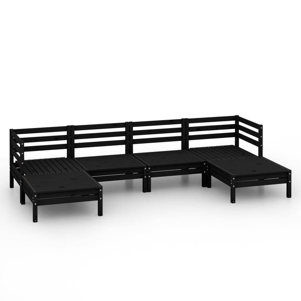 Helloshop26 - Salon de jardin meuble d'extérieur ensemble de mobilier 6 pièces noir bois de pin massif - Image 1