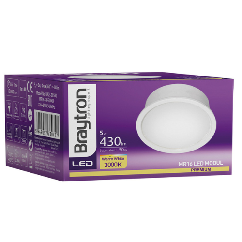 Lot de 10 modules LED 5W, GU10, MR16, 4000K, 430lm, 110°, pour spots encastrables - Image 7
