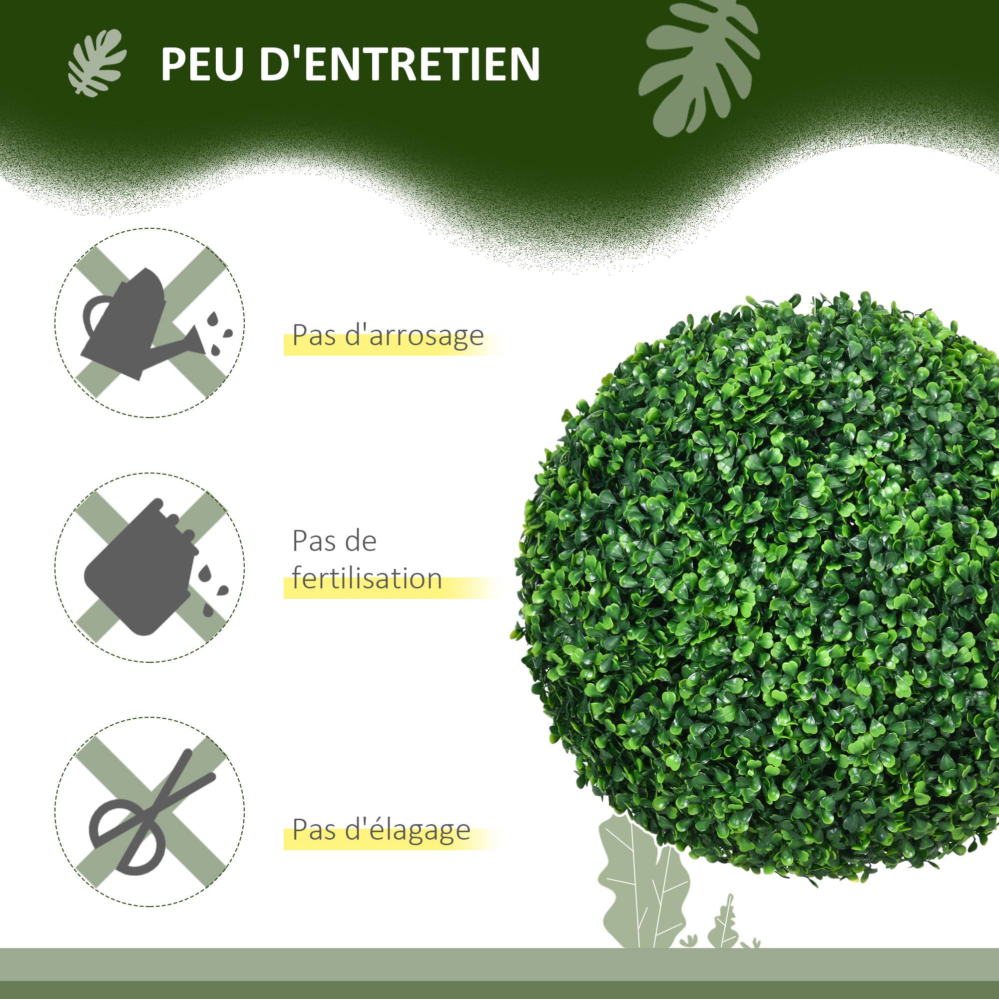 Lot de 2 boules de buis artificielles de 40 cm décoration pour intérieur ou extérieur vert - Image 8