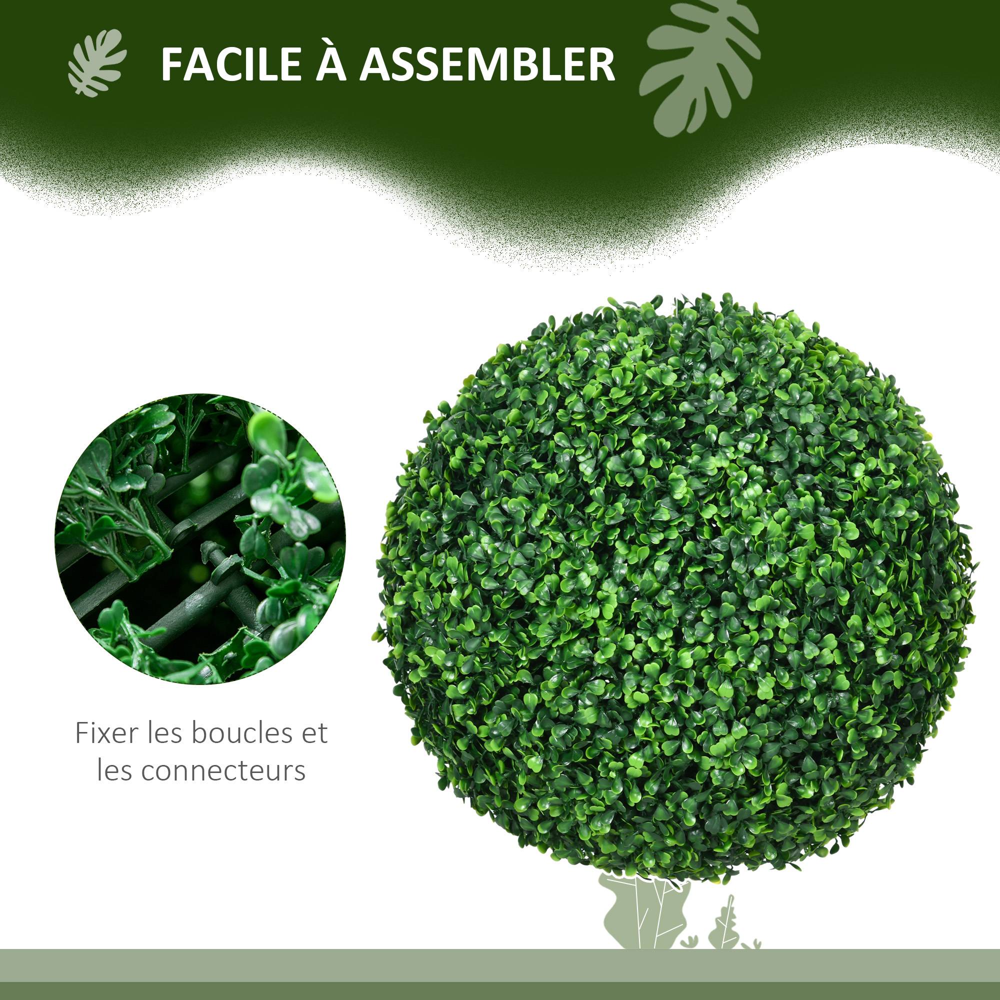 Lot de 2 boules de buis artificielles de 40 cm décoration pour intérieur ou extérieur vert - Image 7