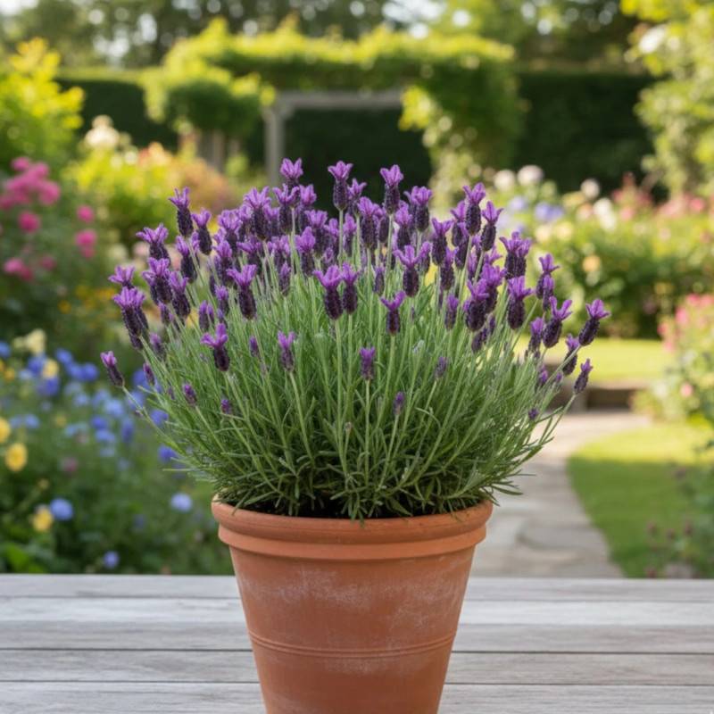 Lavande papillon Regal Splendour à fleurs Violette/ - feuillage Semi-Persistant - Pot de 3L - 20/40 cm - Image 4
