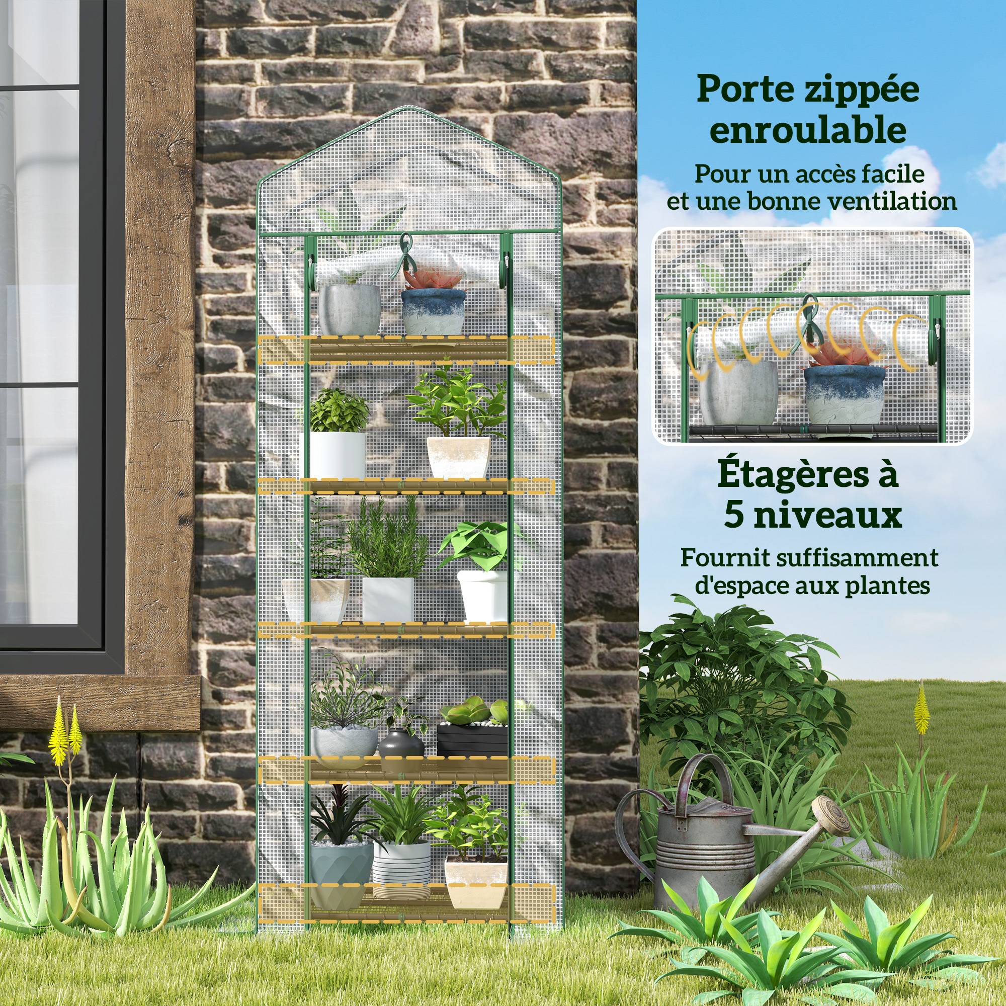 Serre de balcon PE 5 niveaux terrasses protection intempéries 69x49x193cm Blanc - ComfortXL Outdoor Living - Image 7