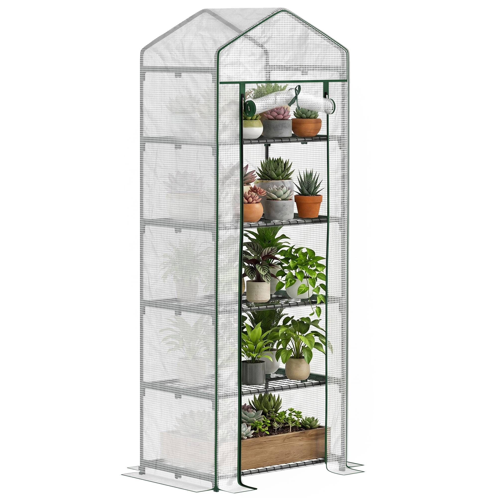Serre de balcon PE 5 niveaux terrasses protection intempéries 69x49x193cm Blanc - ComfortXL Outdoor Living - Image 1