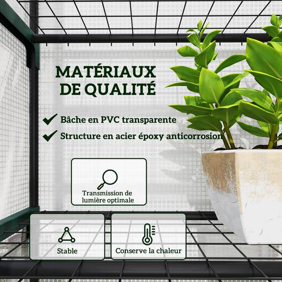 Serre de balcon PE 5 niveaux terrasses protection intempéries 69x49x193cm Blanc - ComfortXL Outdoor Living - Image 6