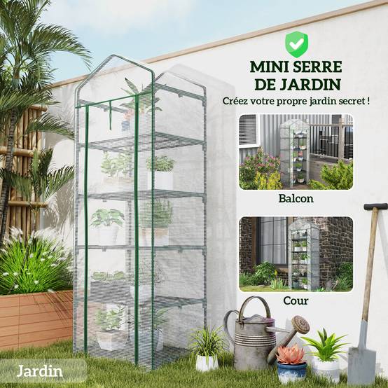 Serre de balcon PE 5 niveaux terrasses protection intempéries 69x49x193cm Blanc - ComfortXL Outdoor Living - Image 8
