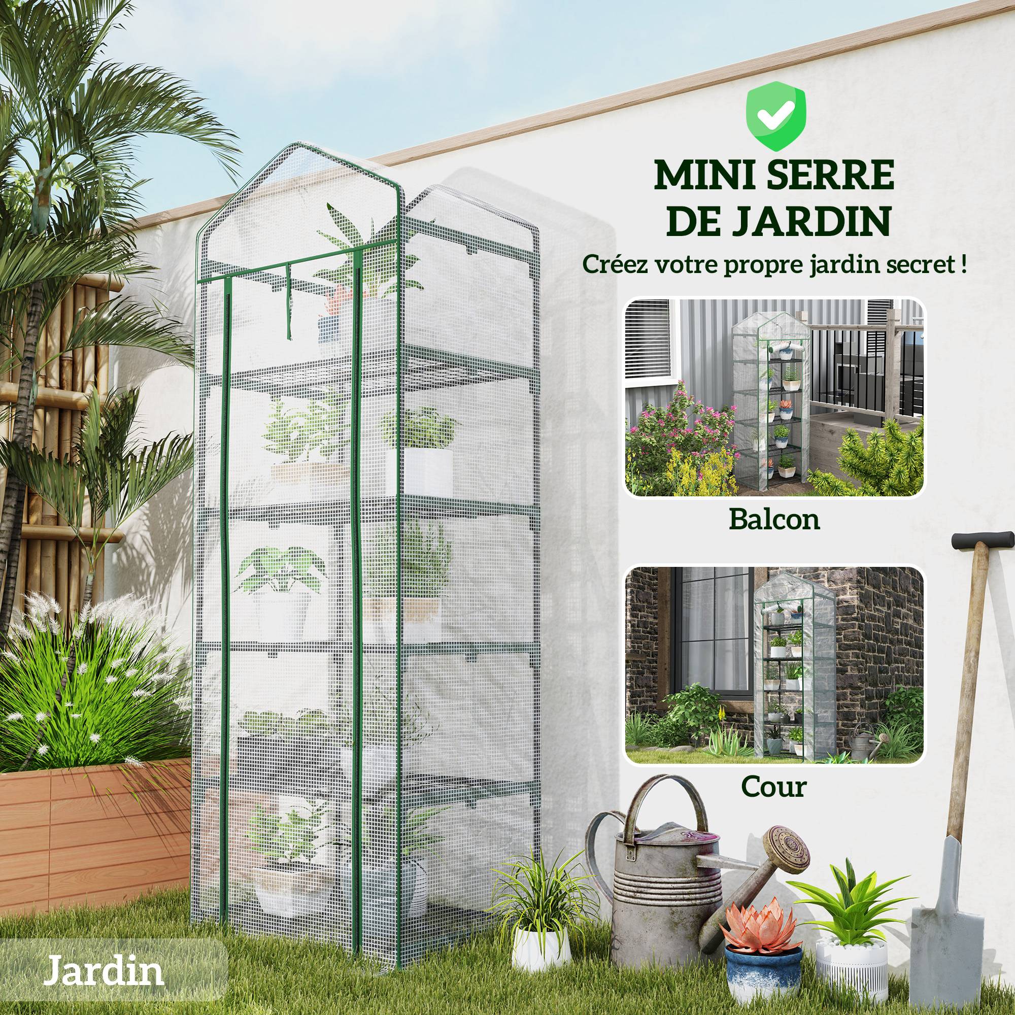 Serre de balcon PE 5 niveaux terrasses protection intempéries 69x49x193cm Blanc - ComfortXL Outdoor Living - Image 8