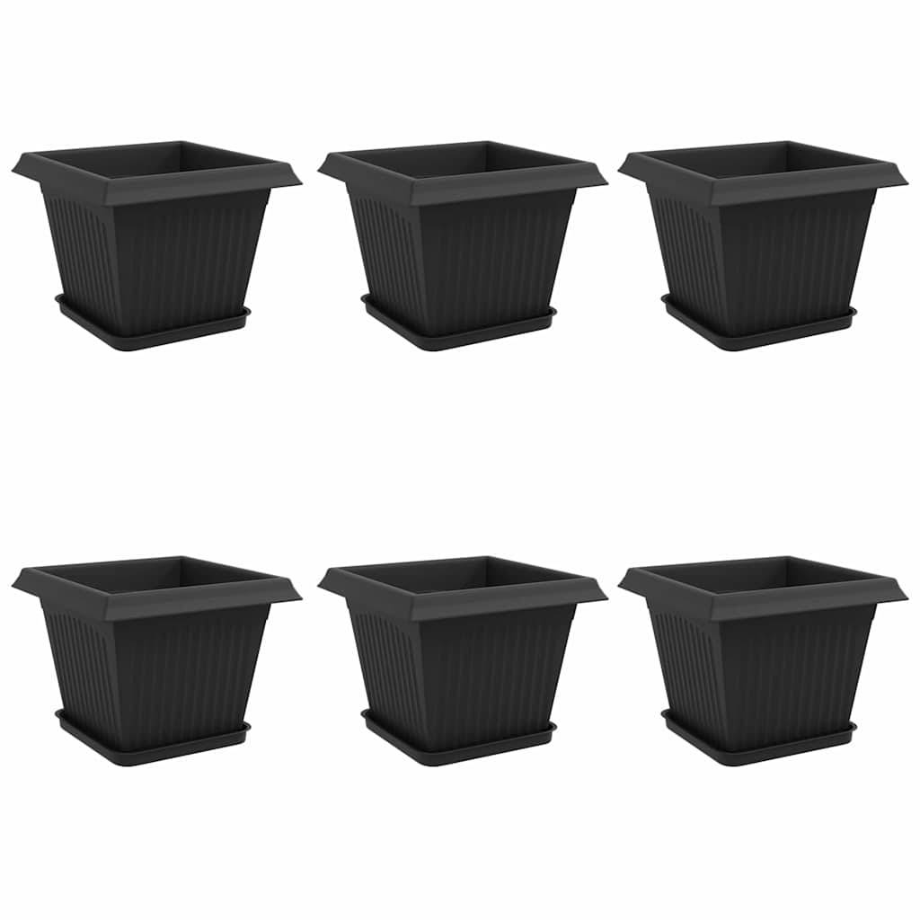 Vidaxl - Pots de plantes 6 pc Noir Plastique vidaXL 3403300 - Image 2