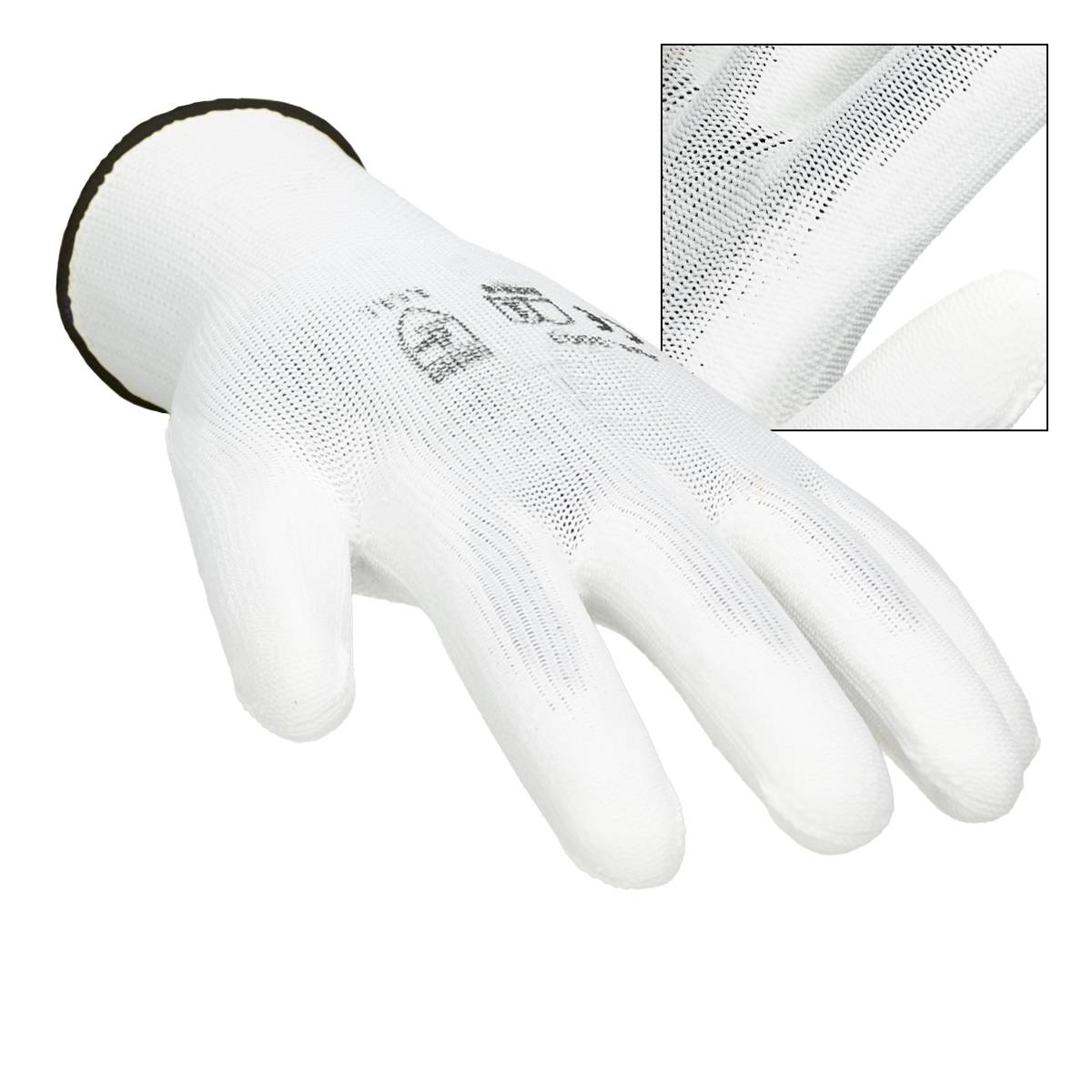 Ecd-Germany - ECD Germany 60 paires de gants de travail avec revêtement PU, taille 10-XL, blanc, respirant, antidérapant - Image 3