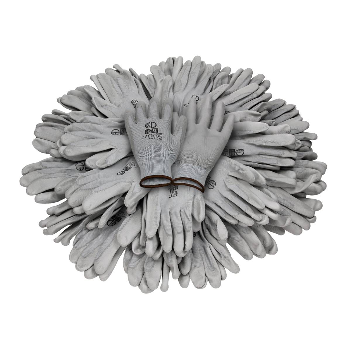 Ecd-Germany - ECD Germany 120 paires de gants de travail avec revêtement PU, taille 9-L, gris, respirant, antidérapant, robuste - Image 4