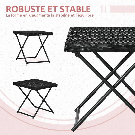 ComfortXL - Table basse pliable Résine tressée Balcon & terrasse Gain de place 40x40x40cm Noir - ComfortXL Outdoor Living - Image 8