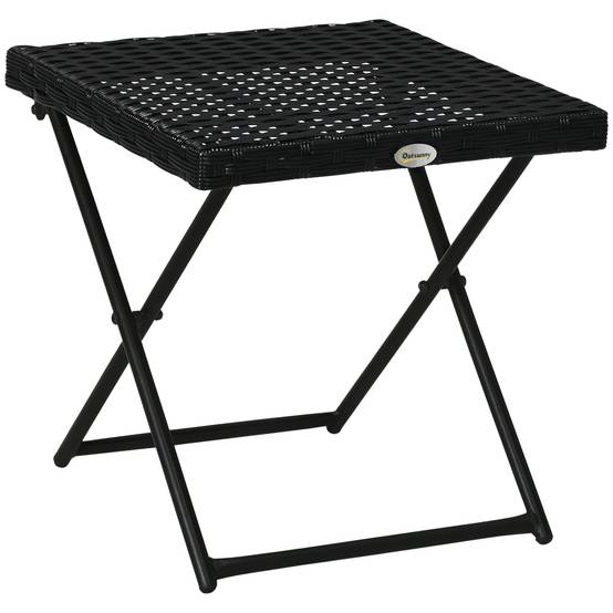 ComfortXL - Table basse pliable Résine tressée Balcon & terrasse Gain de place 40x40x40cm Noir - ComfortXL Outdoor Living - Image 1